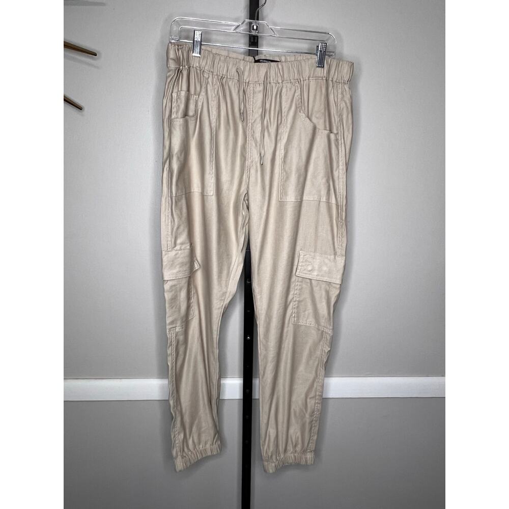 Hudson Cargo Jogger Pants Linen Lyocell Drawstring Beige Large NWT - Picture 2 of 11